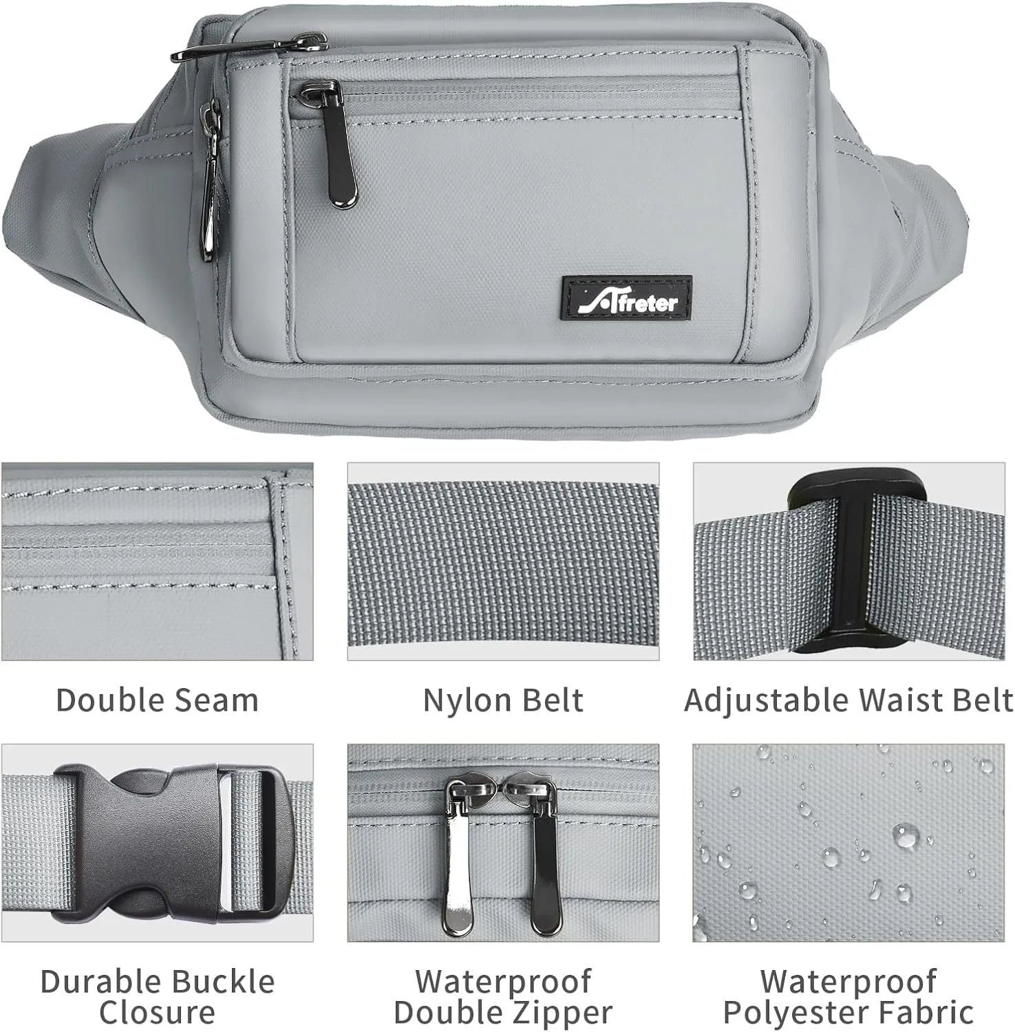 Waist Pack Bag Fanny Pack for Men&Women Hip Bum Bag with Adjustable Strap for Outdoors Workout Traveling Casual Running Hiking Cycling (Grey-1)