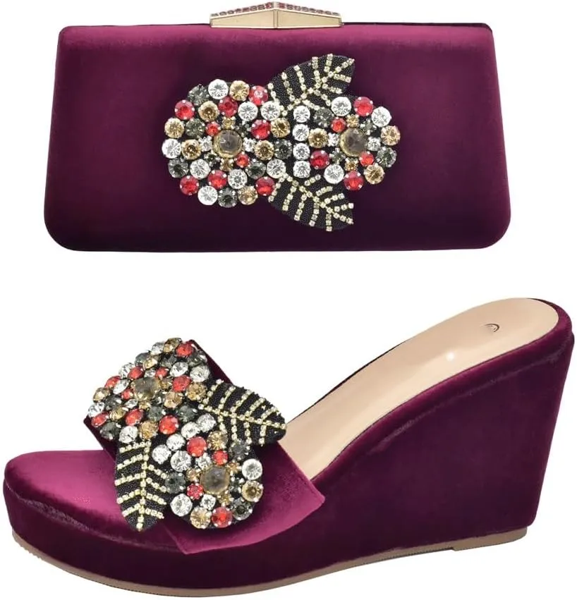 Wedge Heels 9.5cm Hand Bag Hand Bag Shoe Bag Set(E,37)