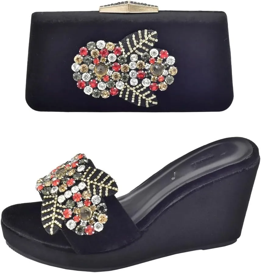 Wedge Heels 9.5cm Hand Bag Hand Bag Shoe Bag Set(E,37)