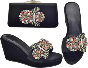 Wedge Heels 9.5cm Hand Bag Hand Bag Shoe Bag Set(E,37)