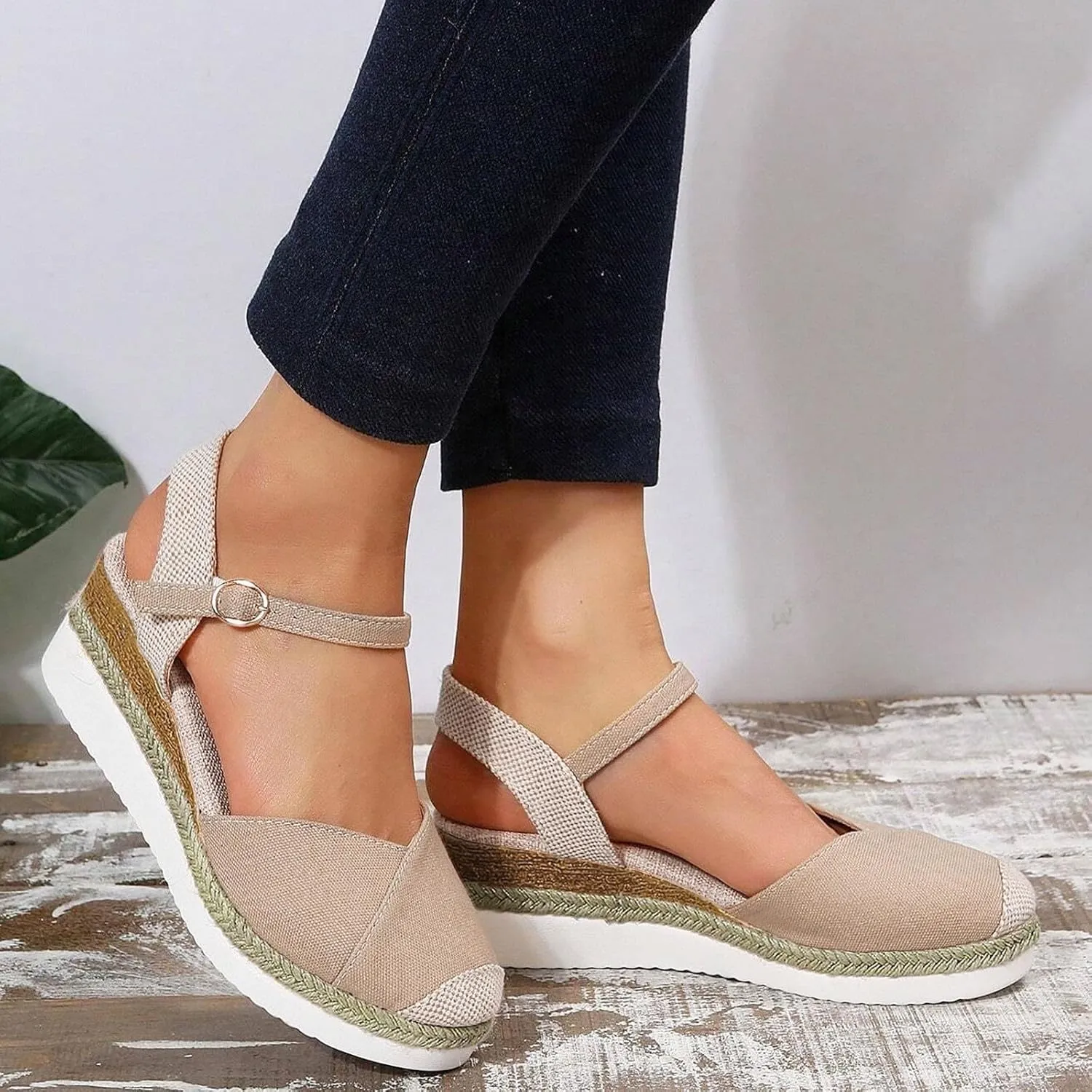 Wedge Sandals for Women Orthopedic Platform Summer Comfy Flat Open Toe Ankle Strap Strappy Fashion Outdoor Shoes