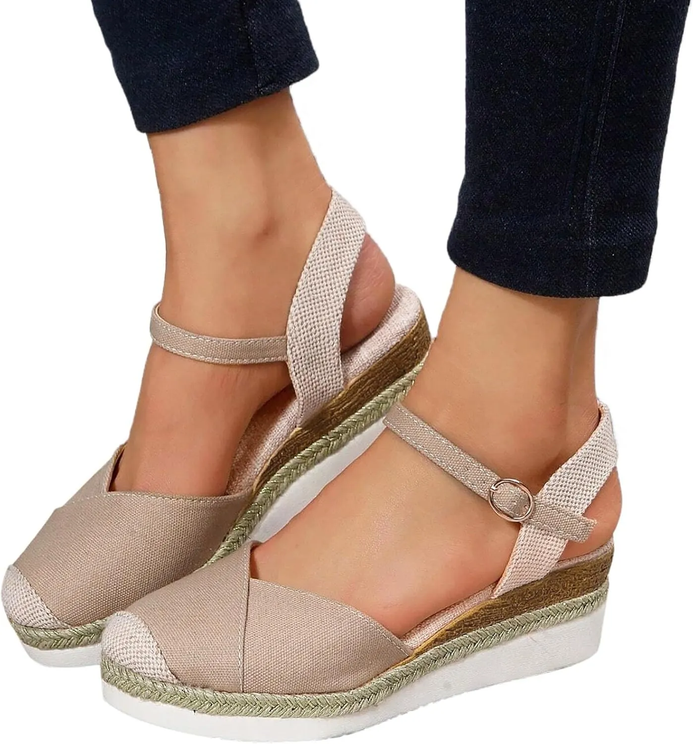 Wedge Sandals for Women Orthopedic Platform Summer Comfy Flat Open Toe Ankle Strap Strappy Fashion Outdoor Shoes