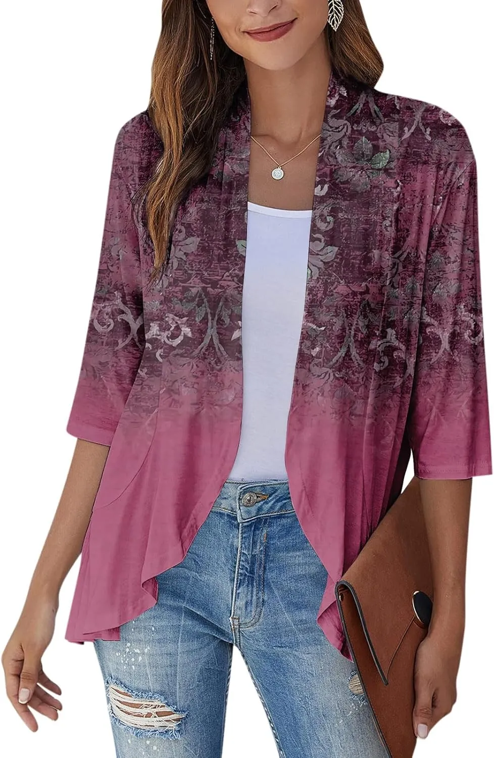 Western Aztec Cardigan for Women 3/4 Length Sleeve Lightweight Summer Cardigan Light Womens Jacket Women's Cardigans