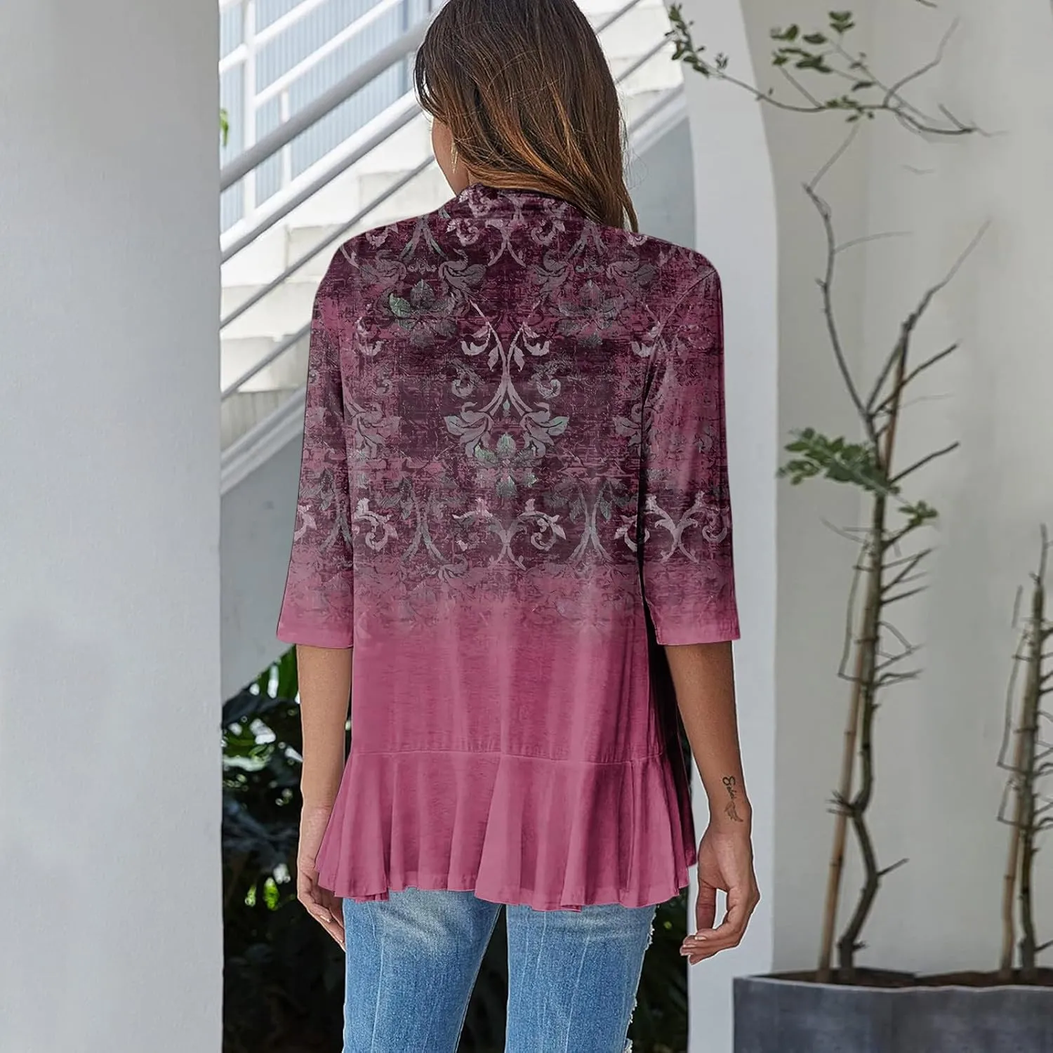 Western Aztec Cardigan for Women 3/4 Length Sleeve Lightweight Summer Cardigan Light Womens Jacket Women's Cardigans