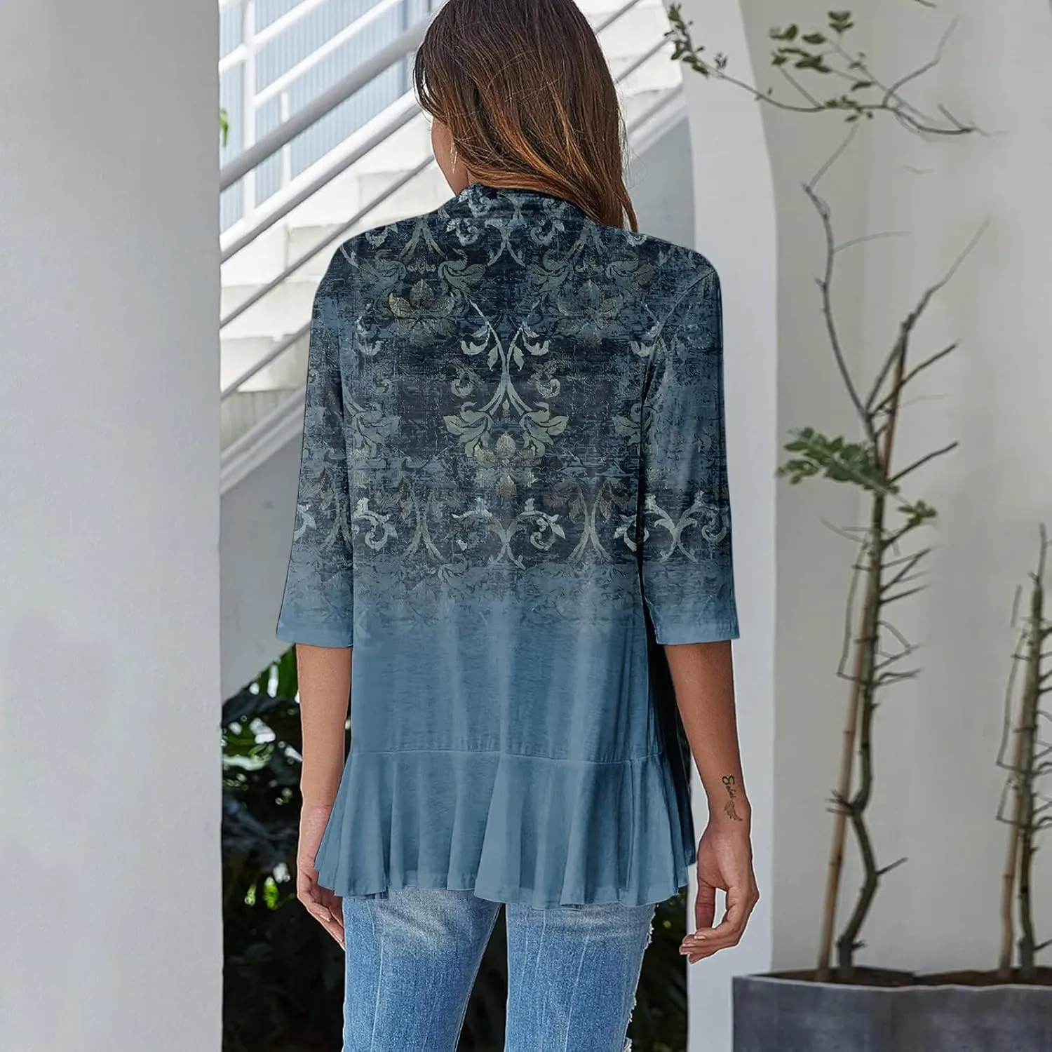 Western Aztec Cardigan for Women 3/4 Length Sleeve Lightweight Summer Cardigan Light Womens Jacket Women's Cardigans