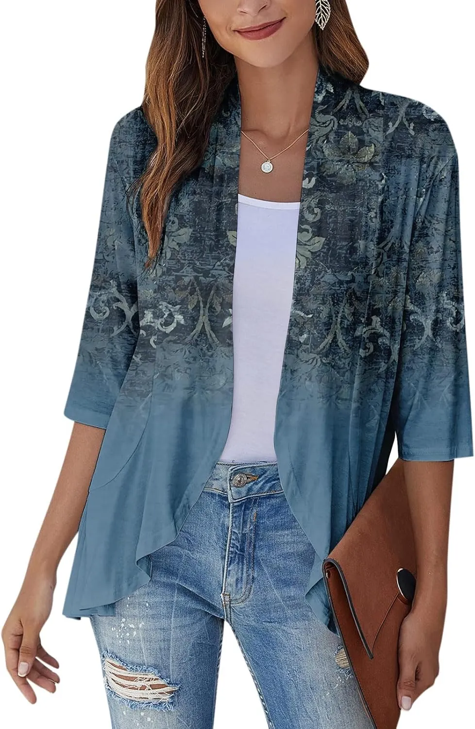 Western Aztec Cardigan for Women 3/4 Length Sleeve Lightweight Summer Cardigan Light Womens Jacket Women's Cardigans