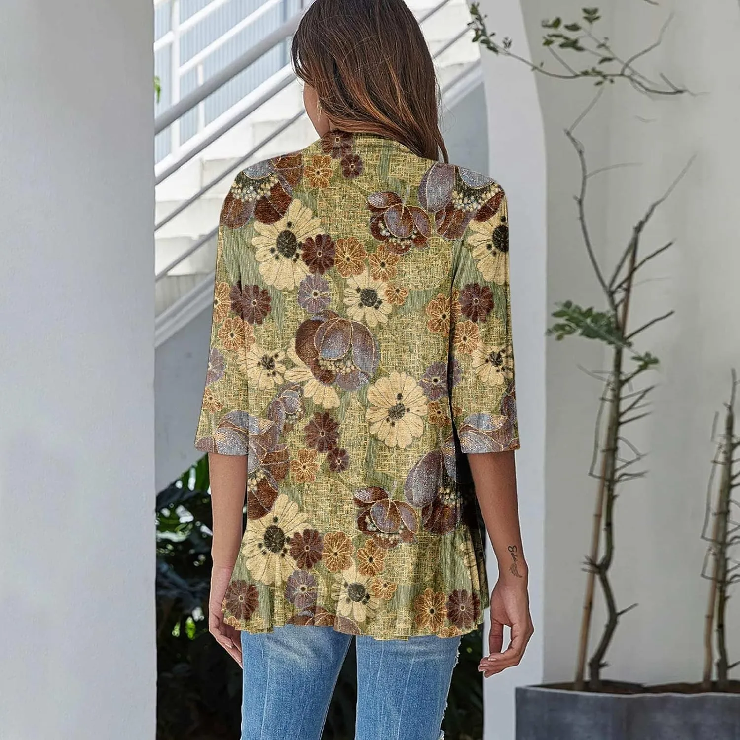 Western Aztec Cardigan for Women 3/4 Length Sleeve Lightweight Summer Cardigan Light Womens Jacket Women's Cardigans