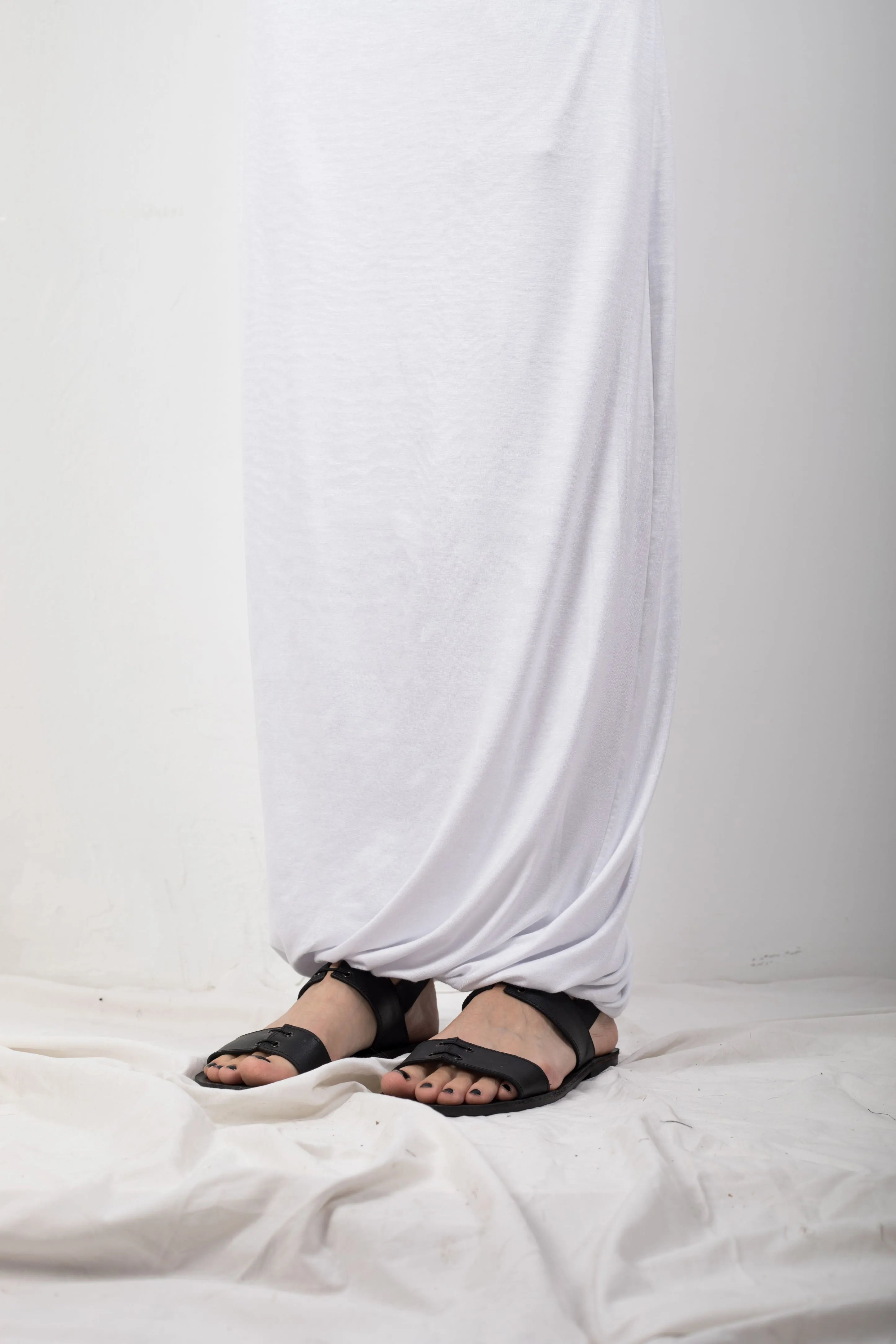 White draped jersey dress