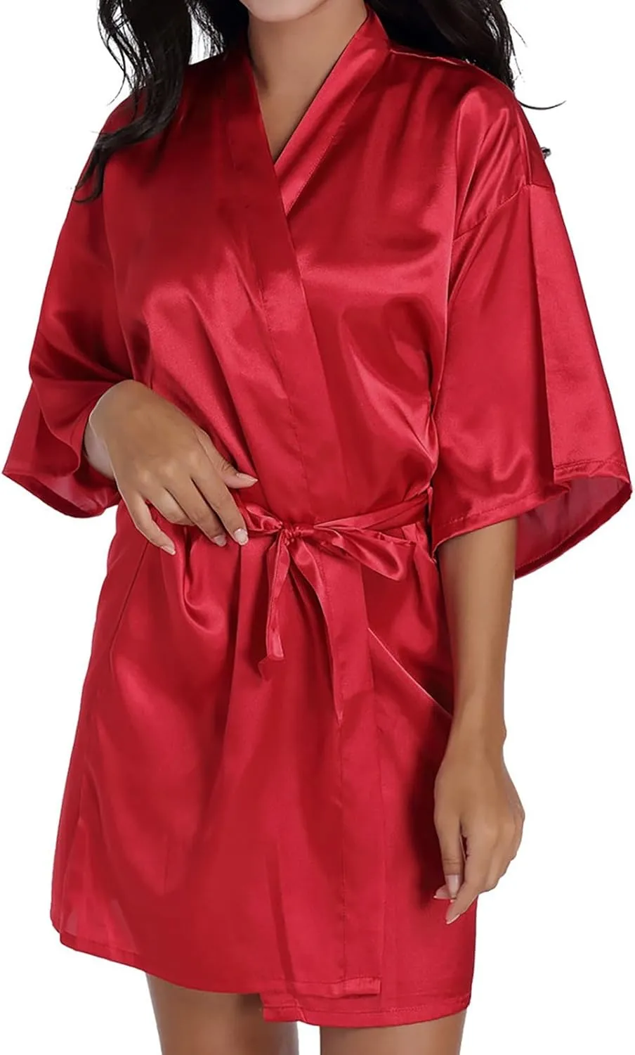 Women Bride Embroidery Dressing Gown Satin Bathrobe Lightweight Wedding Dressing Gown Short Womens Robe Long with
