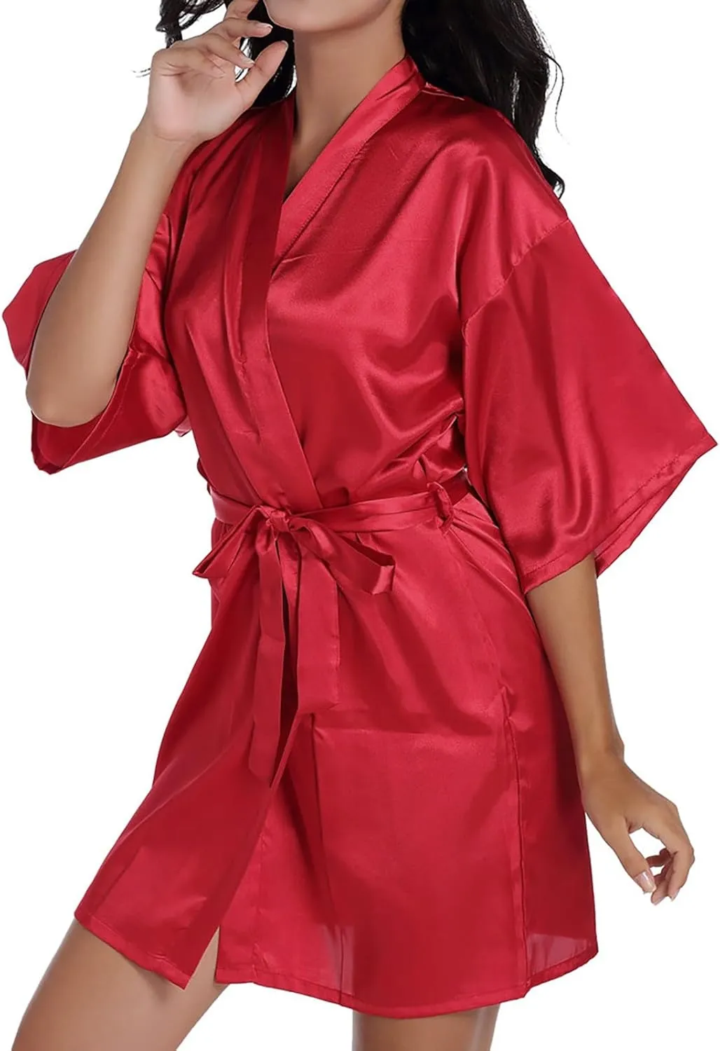 Women Bride Embroidery Dressing Gown Satin Bathrobe Lightweight Wedding Dressing Gown Short Womens Robe Long with