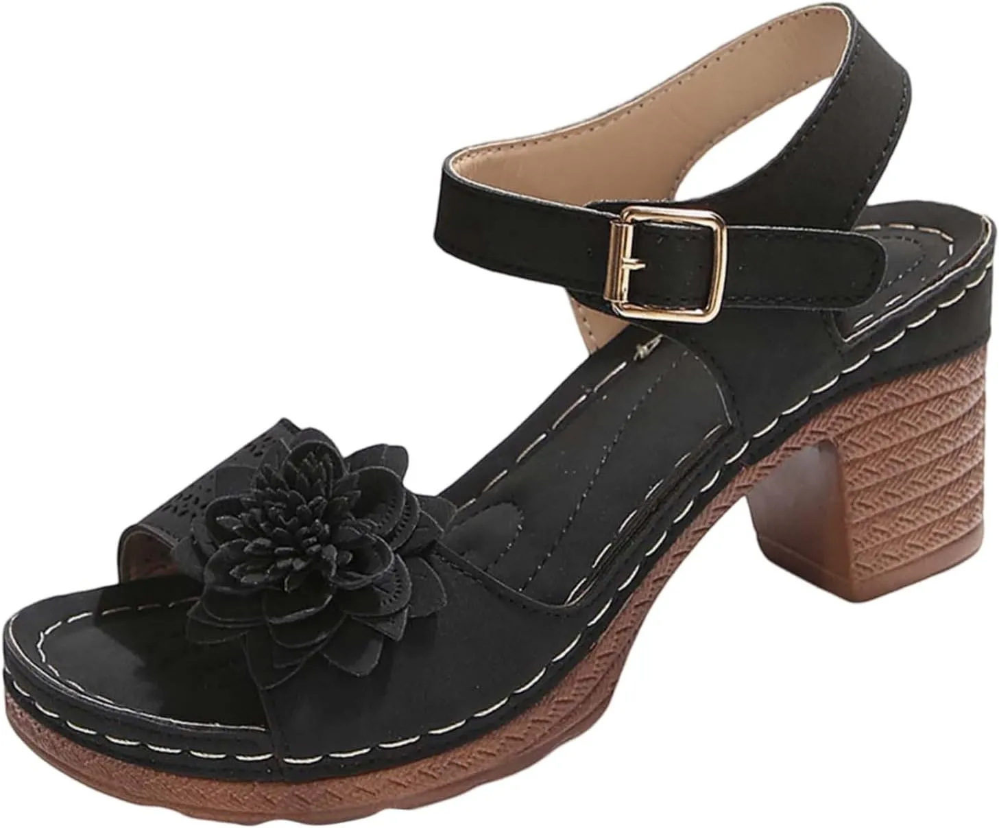 Women Chunky Platform Heels Casual Adjustable Ankle Strap Open Toe Heel Strappy Sandals Party Dressy Shoes Sandals