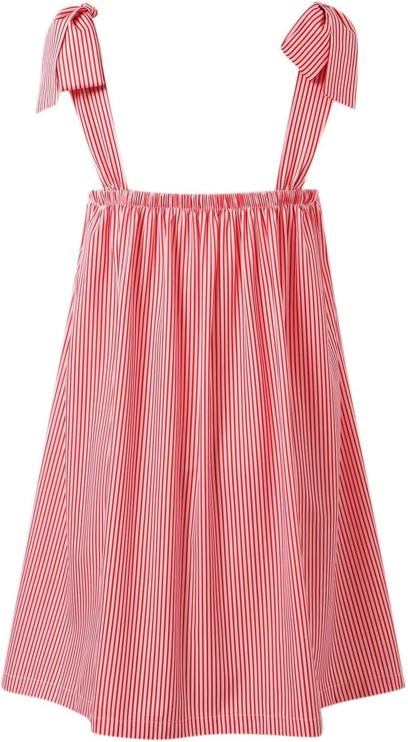 Women Floral Tie Shoulder Mini Strap Dress Cute Square Neck Loose Fit Beach Short Dress Backless Boho Vacation Sundress