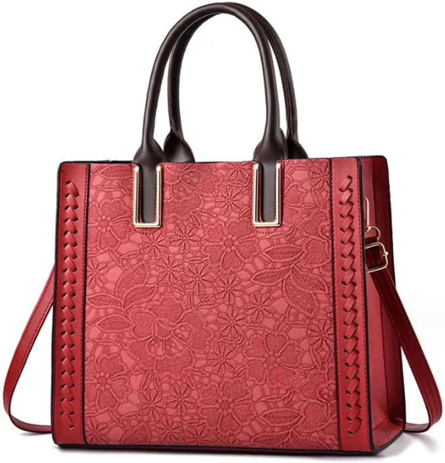 Women Handbag and Purse Flower Print Totes PU Leather Top Handle Satchel Shoulder Bag