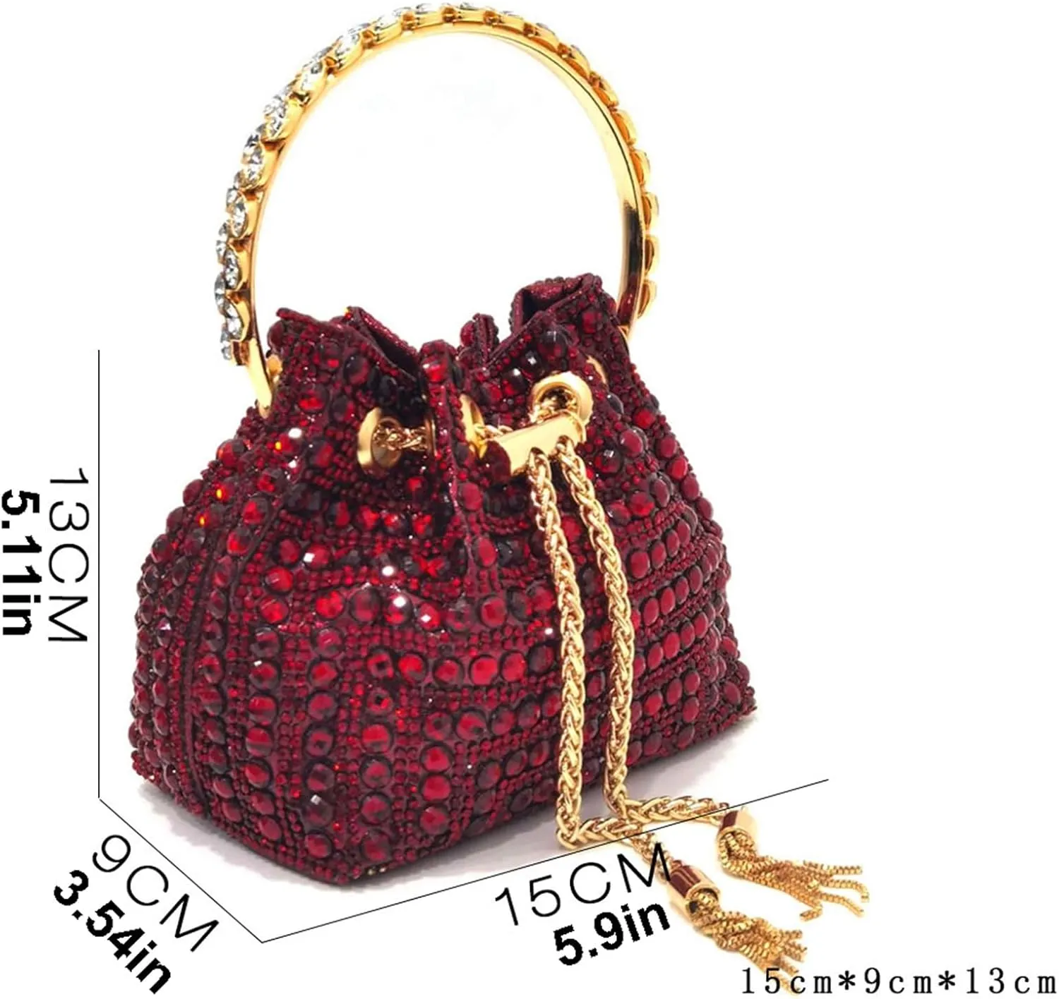 Women Italian Shoes and Bag Set, Rhinestone Pointed Toe Heels Large Capacity Clutch Bag for Wedding Bridal Evening Party