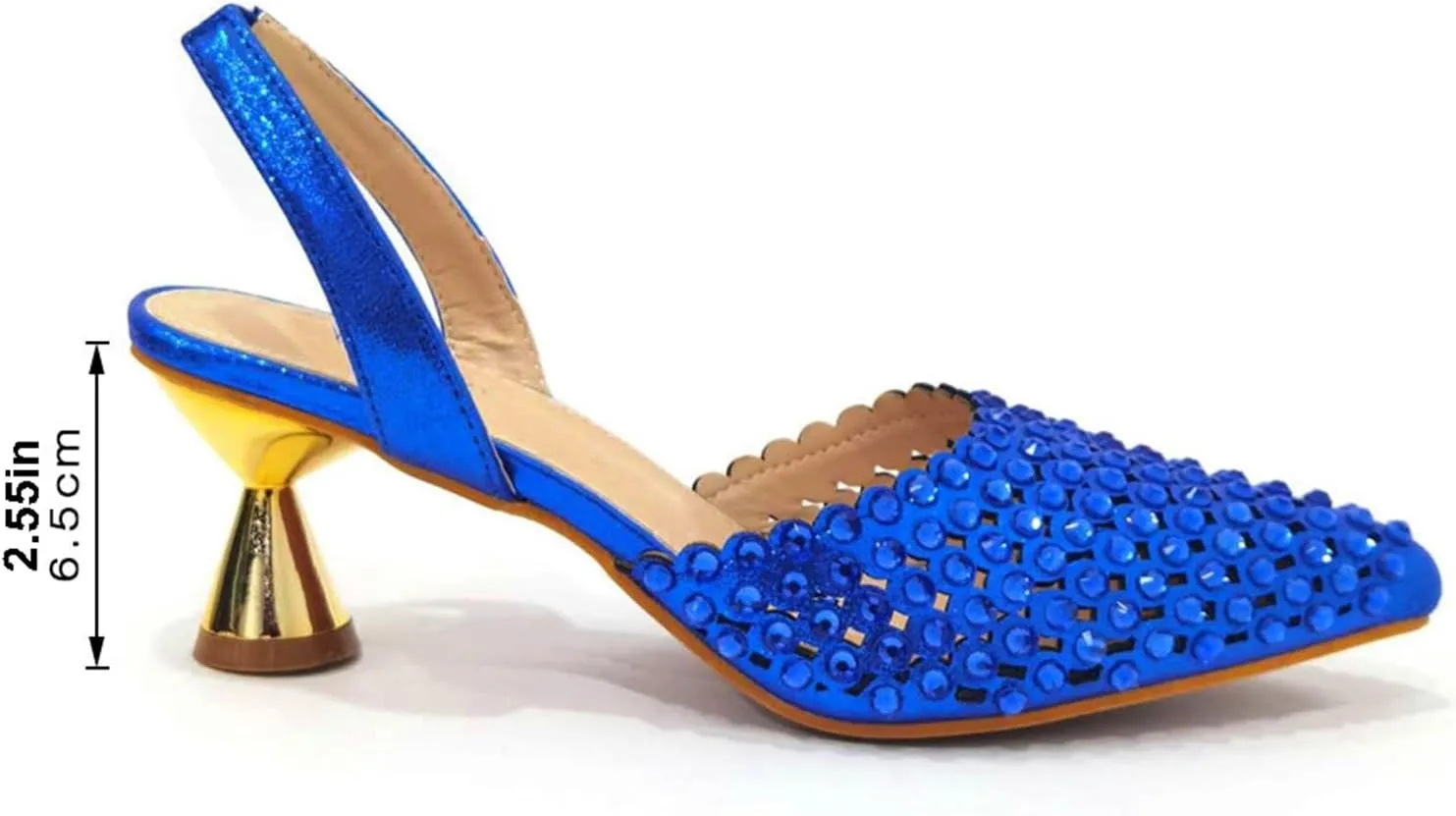 Women Italian Shoes and Bag Set, Rhinestone Pointed Toe Heels Large Capacity Clutch Bag for Wedding Bridal Evening Party