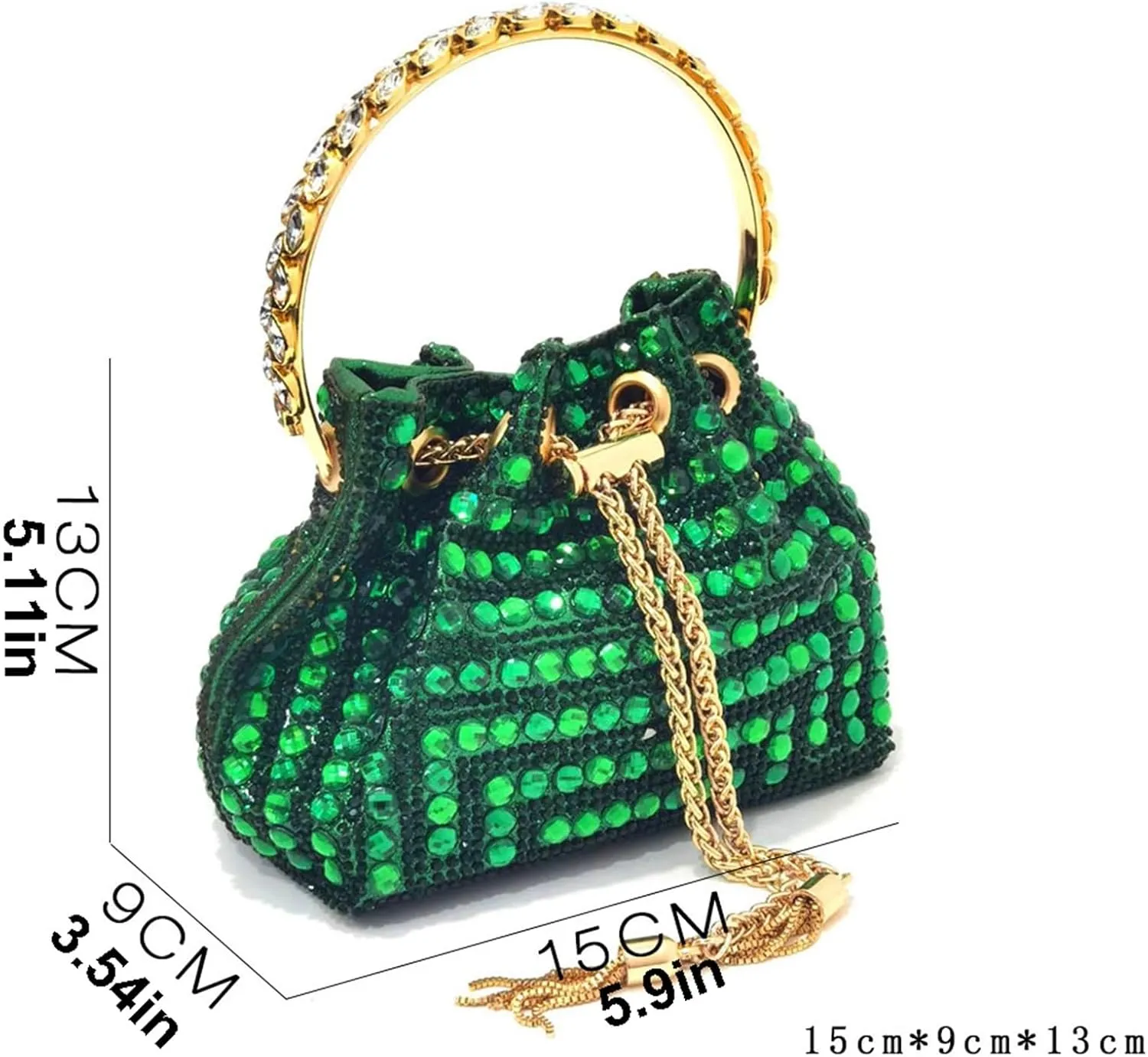 Women Italian Shoes and Bag Set, Rhinestone Pointed Toe Heels Large Capacity Clutch Bag for Wedding Bridal Evening Party