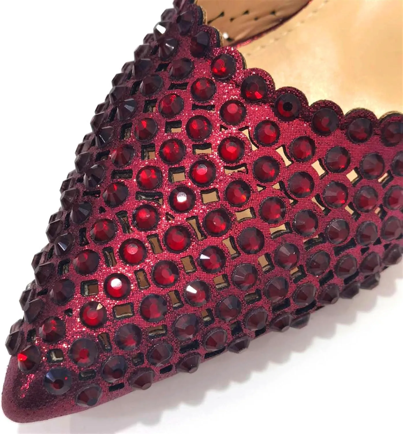 Women Italian Shoes and Bag Set, Rhinestone Pointed Toe Heels Large Capacity Clutch Bag for Wedding Bridal Evening Party