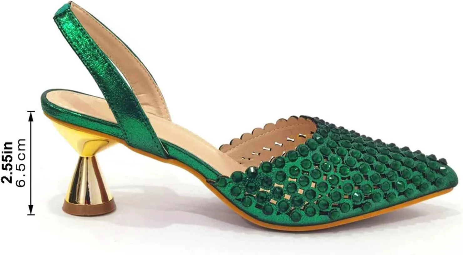 Women Italian Shoes and Bag Set, Rhinestone Pointed Toe Heels Large Capacity Clutch Bag for Wedding Bridal Evening Party
