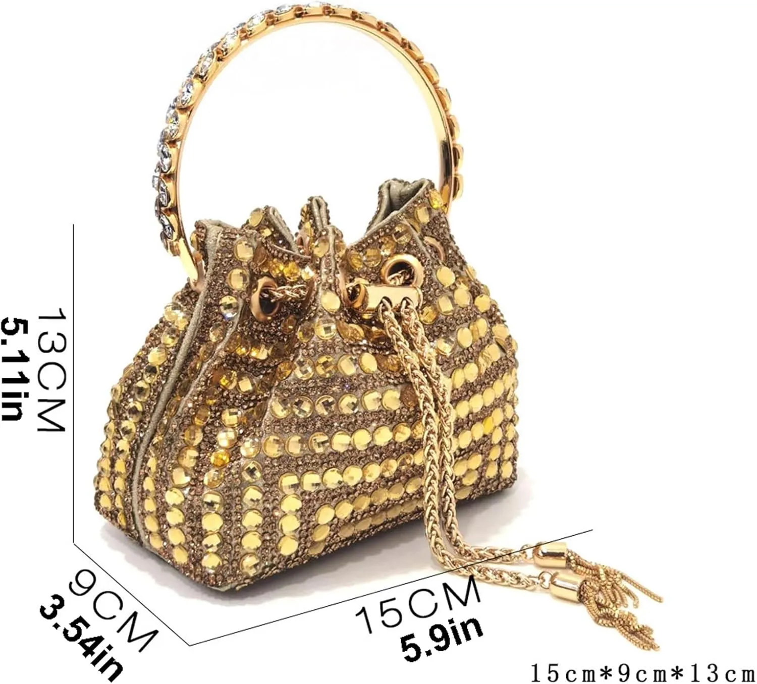 Women Italian Shoes and Bag Set, Rhinestone Pointed Toe Heels Large Capacity Clutch Bag for Wedding Bridal Evening Party