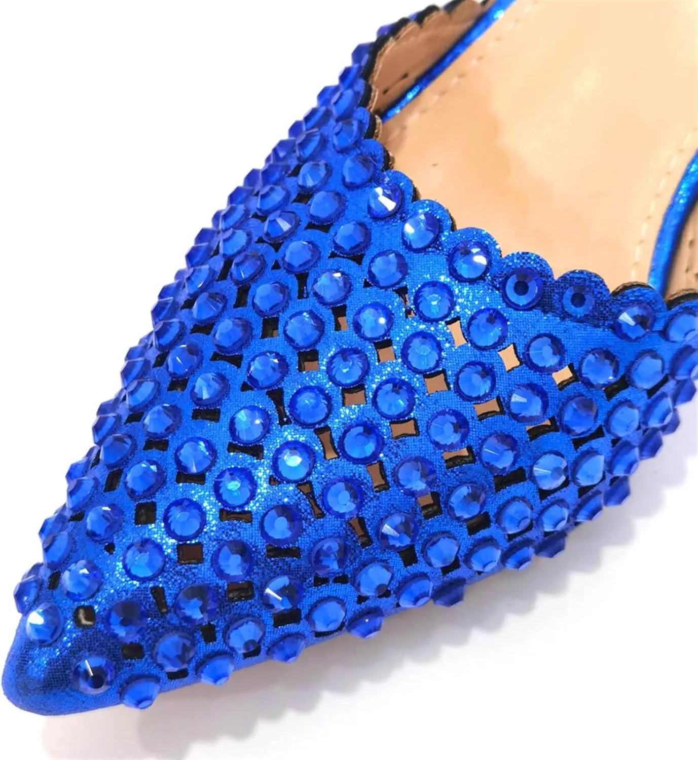 Women Italian Shoes and Bag Set, Rhinestone Pointed Toe Heels Large Capacity Clutch Bag for Wedding Bridal Evening Party