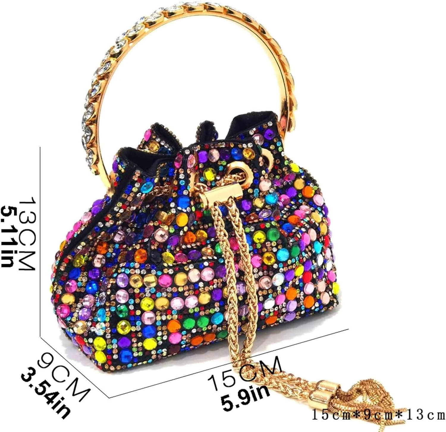 Women Italian Shoes and Bag Set, Rhinestone Pointed Toe Heels Large Capacity Clutch Bag for Wedding Bridal Evening Party