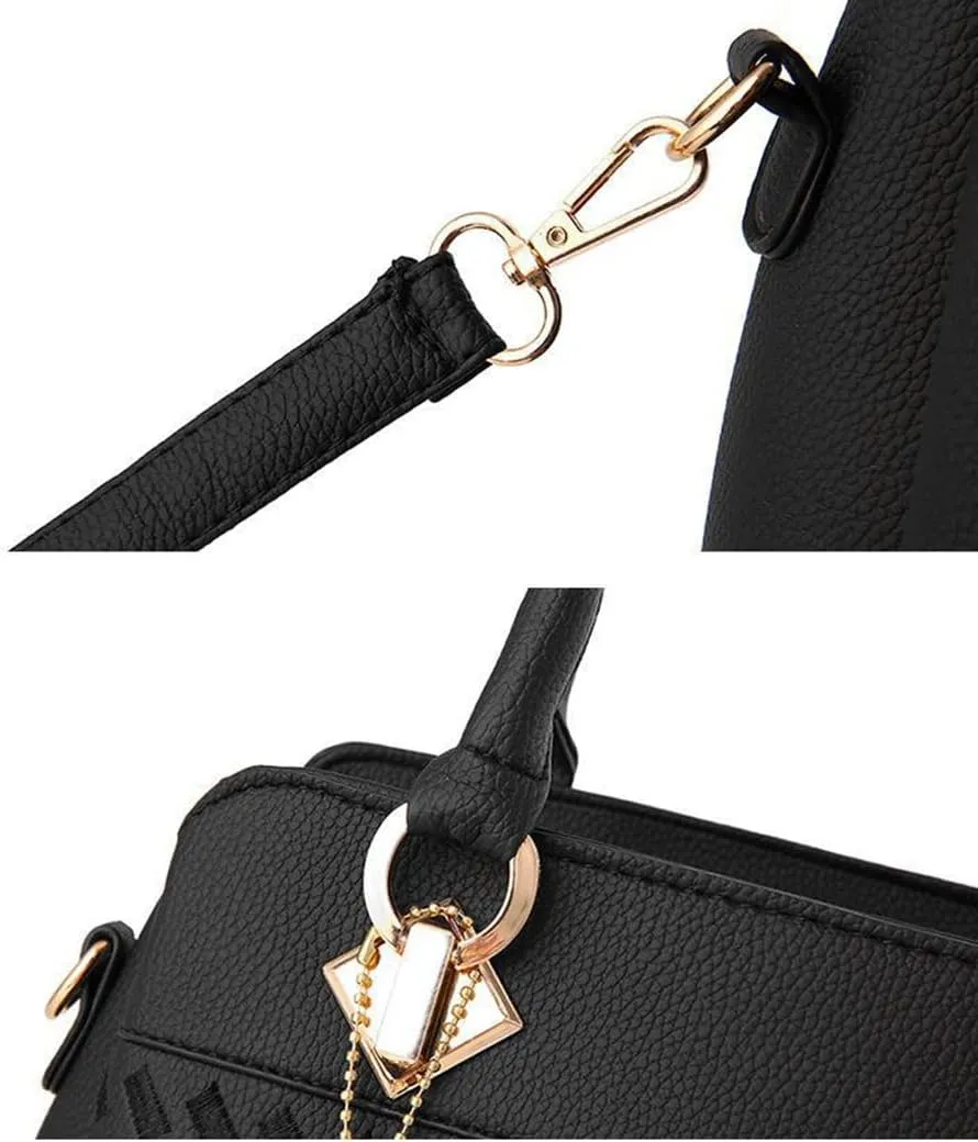 Women Leather Handbag and Purses Fashion Top Handle Satchel Crossbody Bag Large Shoulder Bag Tote for Ladies (Black)