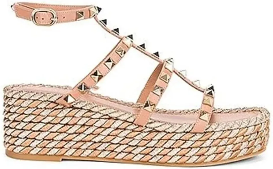Women Platform Sandals Espadrille Ankle Strappy Leather Thick Sole Sandal Summer Beach Causal Dress Shoes