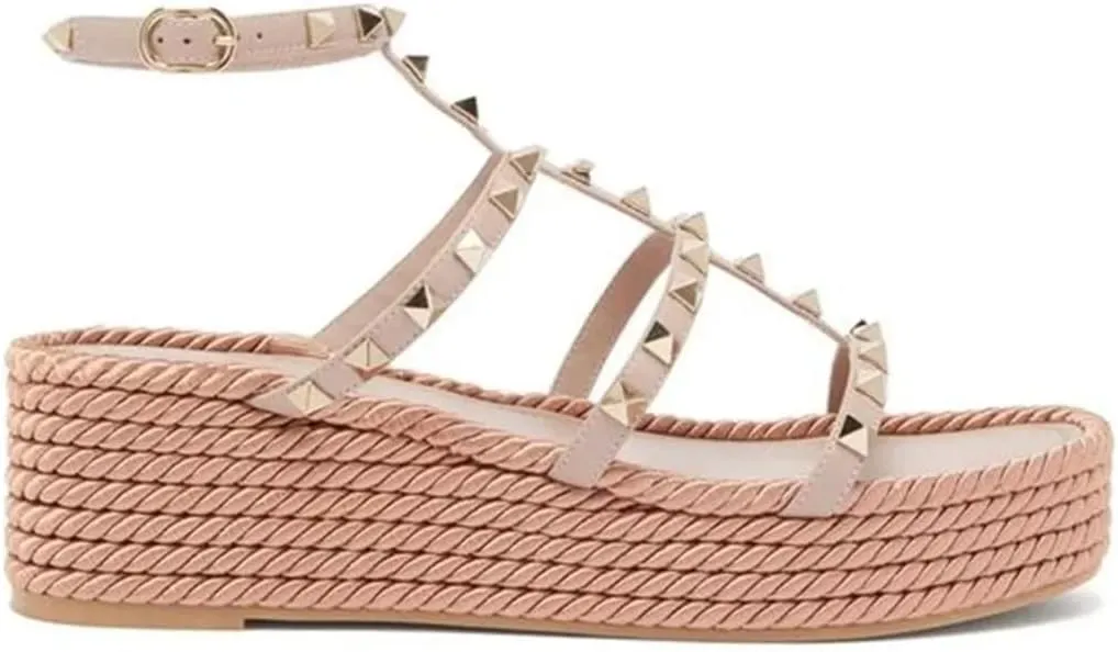 Women Platform Sandals Espadrille Ankle Strappy Leather Thick Sole Sandal Summer Beach Causal Dress Shoes