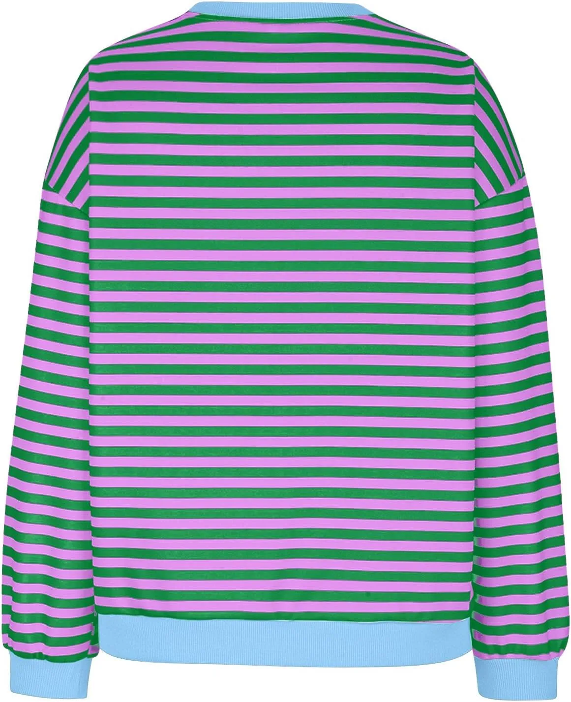 Women Striped Crew Neck Sweatshirts Oversized Pullover Shirt Tops Lightweight Preppy Hoodies Trendy Fall Clothes 2024