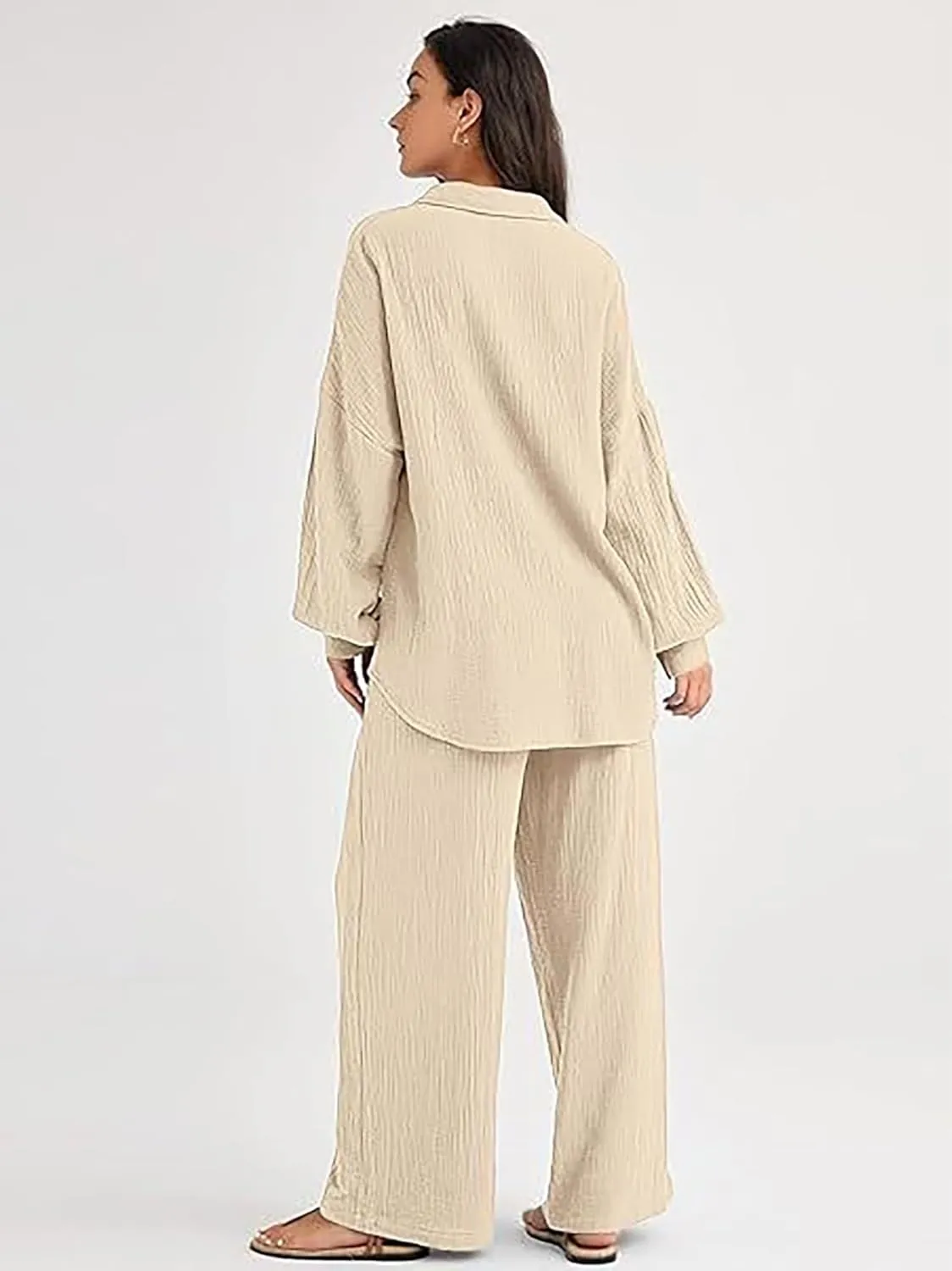 Women Sweatsuits Women's 2 Piece Outfits Long Sleeve Button Down Shirts And Pants Set Casual Loungewear Sets