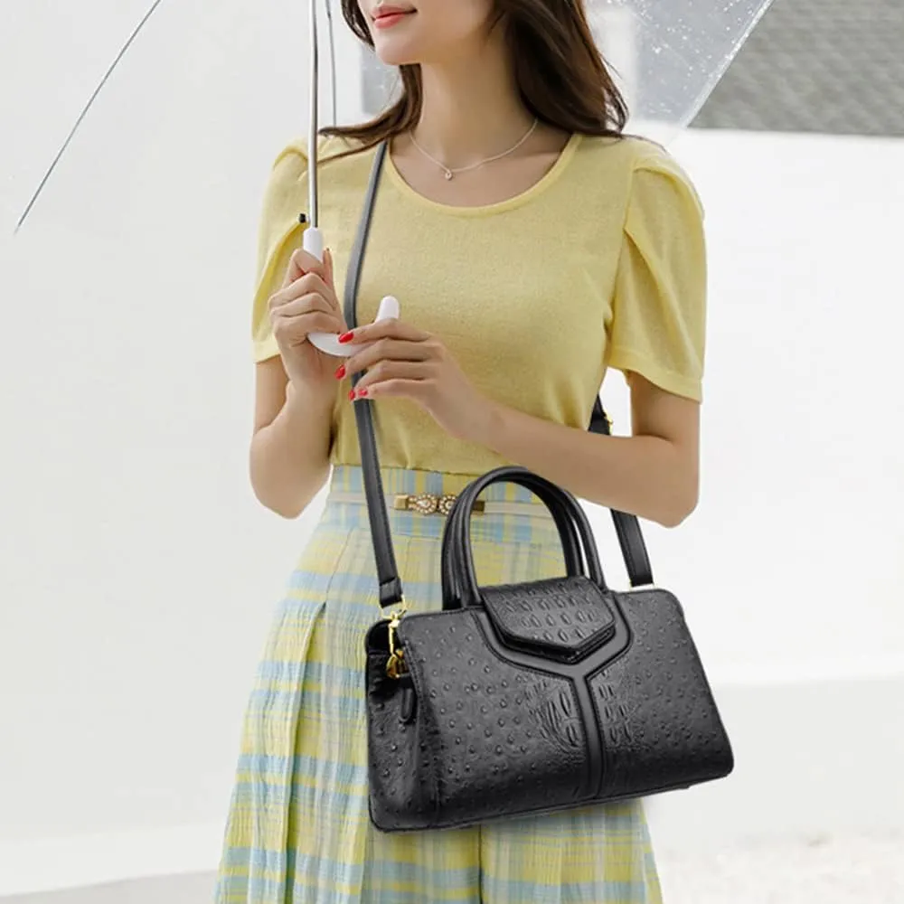 Women Top Handle Handbags Embossed Design Satchel Bag Crocodile Pattern Horizontal Long Purse Flap Shoulder Bag Totes