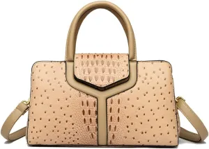 Women Top Handle Handbags Embossed Design Satchel Bag Crocodile Pattern Horizontal Long Purse Flap Shoulder Bag Totes