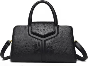 Women Top Handle Handbags Embossed Design Satchel Bag Crocodile Pattern Horizontal Long Purse Flap Shoulder Bag Totes