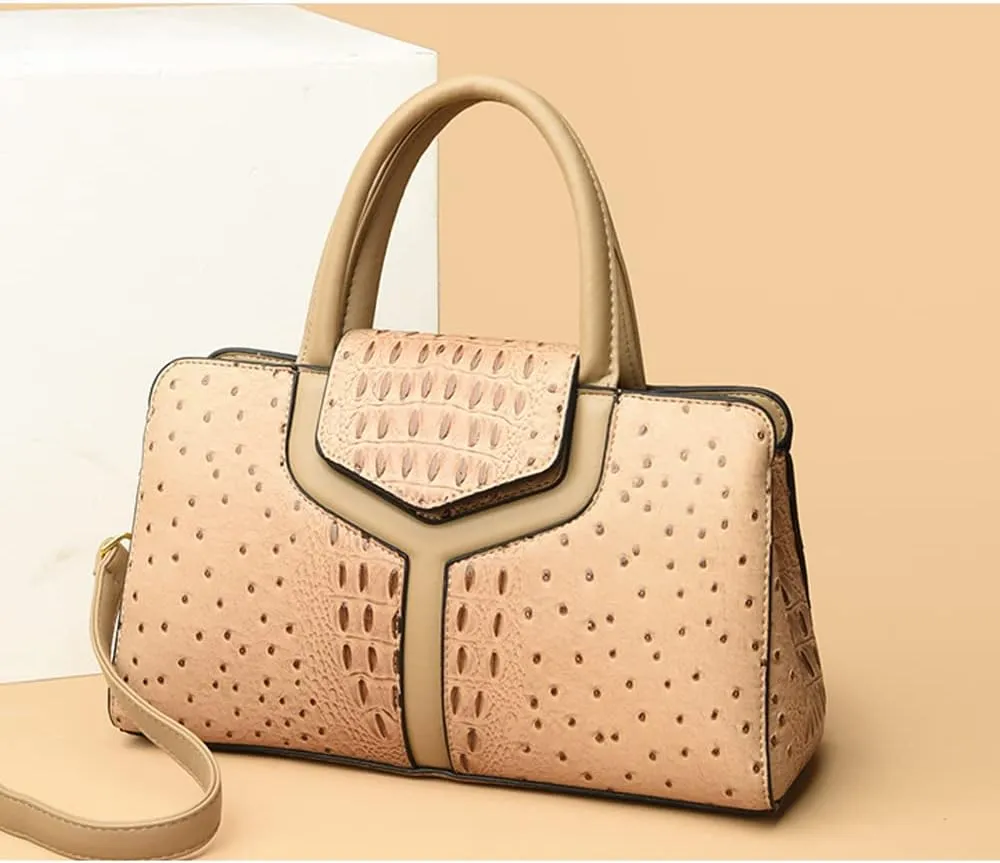 Women Top Handle Handbags Embossed Design Satchel Bag Crocodile Pattern Horizontal Long Purse Flap Shoulder Bag Totes