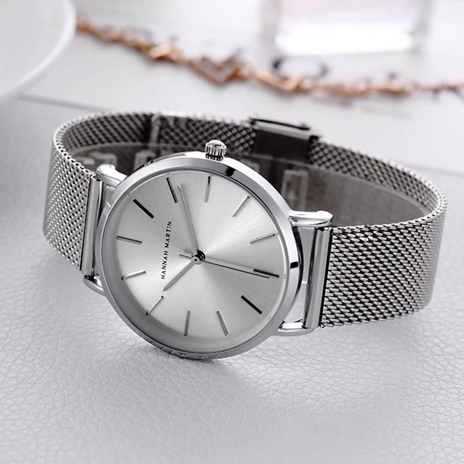 Women Watches Minimalist Fashion Quartz Wrist Watch Party Dress Bracelet Watch for Ladies with Stainless Steel Mesh Band