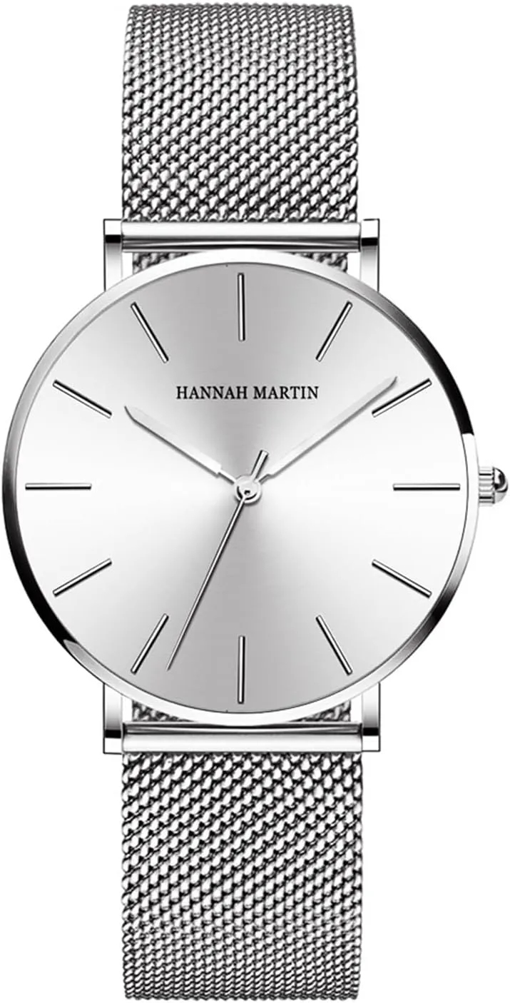 Women Watches Minimalist Fashion Quartz Wrist Watch Party Dress Bracelet Watch for Ladies with Stainless Steel Mesh Band