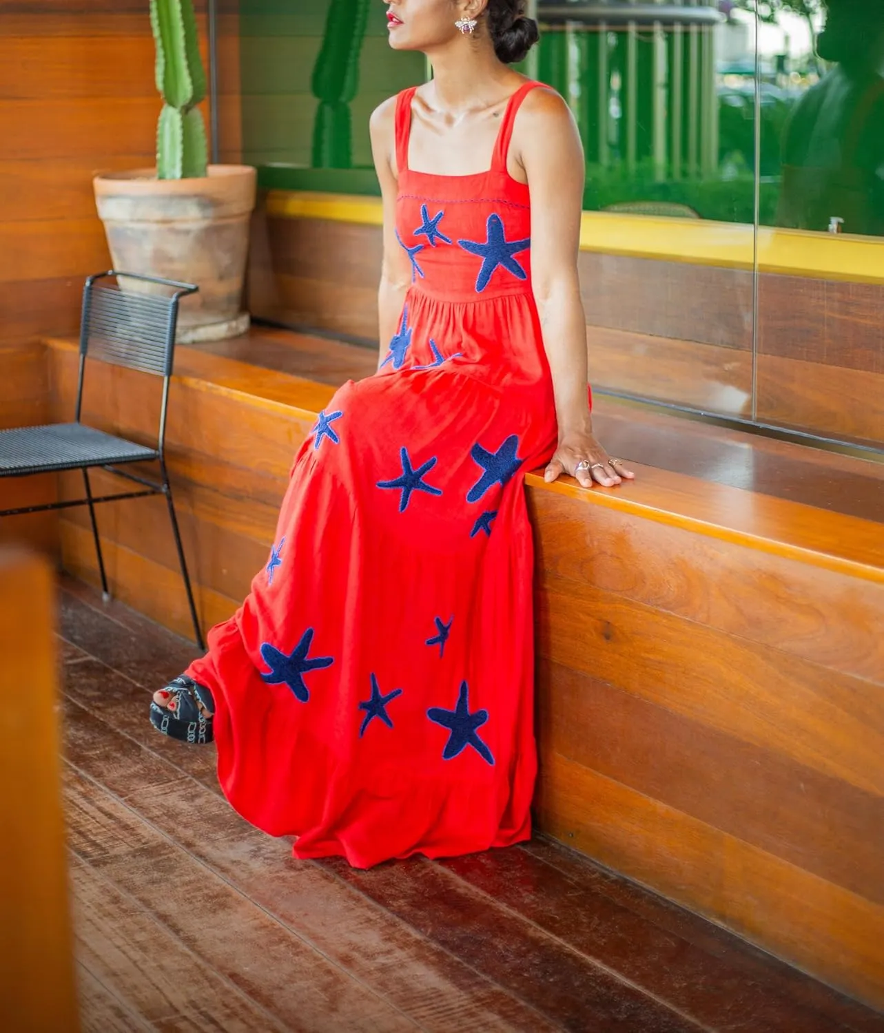 Women Y2k Embroidered Boho Dress Spaghetti Strap Tiered Maxi Dress 2024 Summer Causal Flowy Beach Sundress