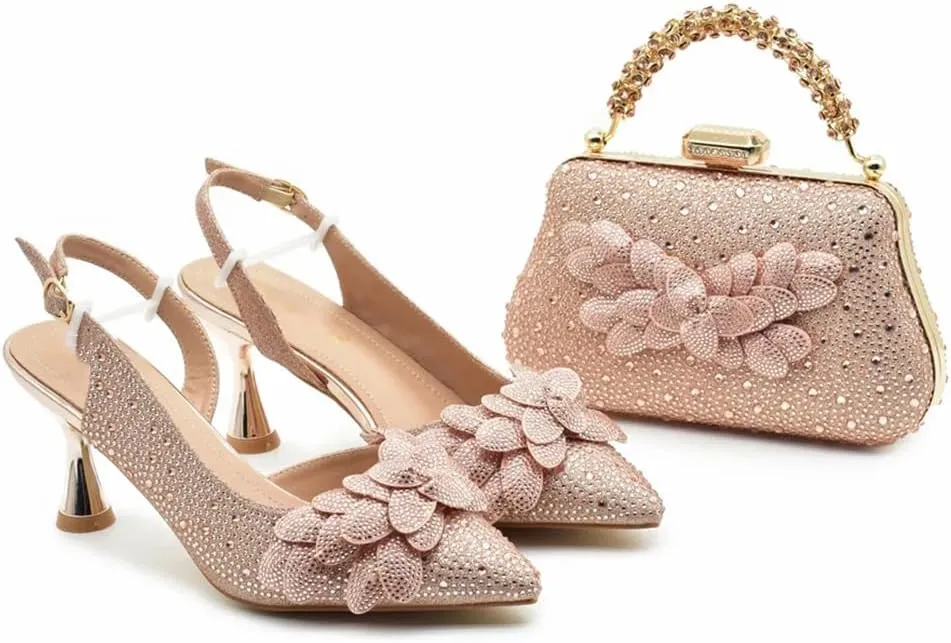 WomenS African Inspired High Heels and Clutch Set with Spike Heels and Rhinestone Decorations