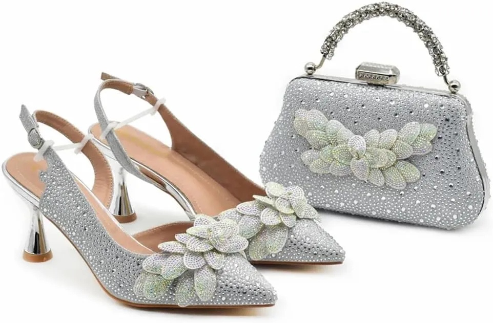 WomenS African Inspired High Heels and Clutch Set with Spike Heels and Rhinestone Decorations