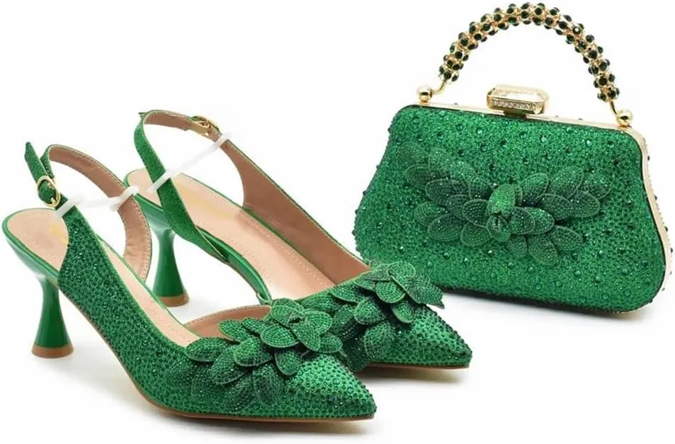 WomenS African Inspired High Heels and Clutch Set with Spike Heels and Rhinestone Decorations