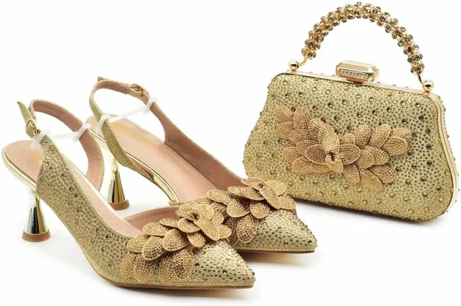 WomenS African Inspired High Heels and Clutch Set with Spike Heels and Rhinestone Decorations