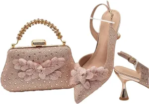 WomenS African Inspired High Heels and Clutch Set with Spike Heels and Rhinestone Decorations