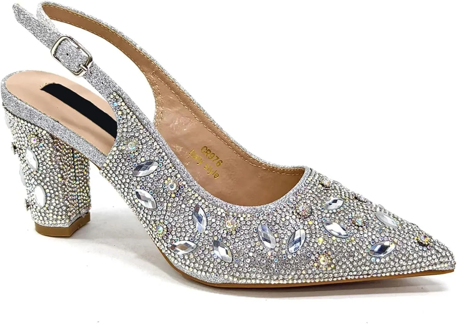 Womens African Themed Sparkly Wedding Shoes and Purse Combo Crystal Embellished Heels for Formal