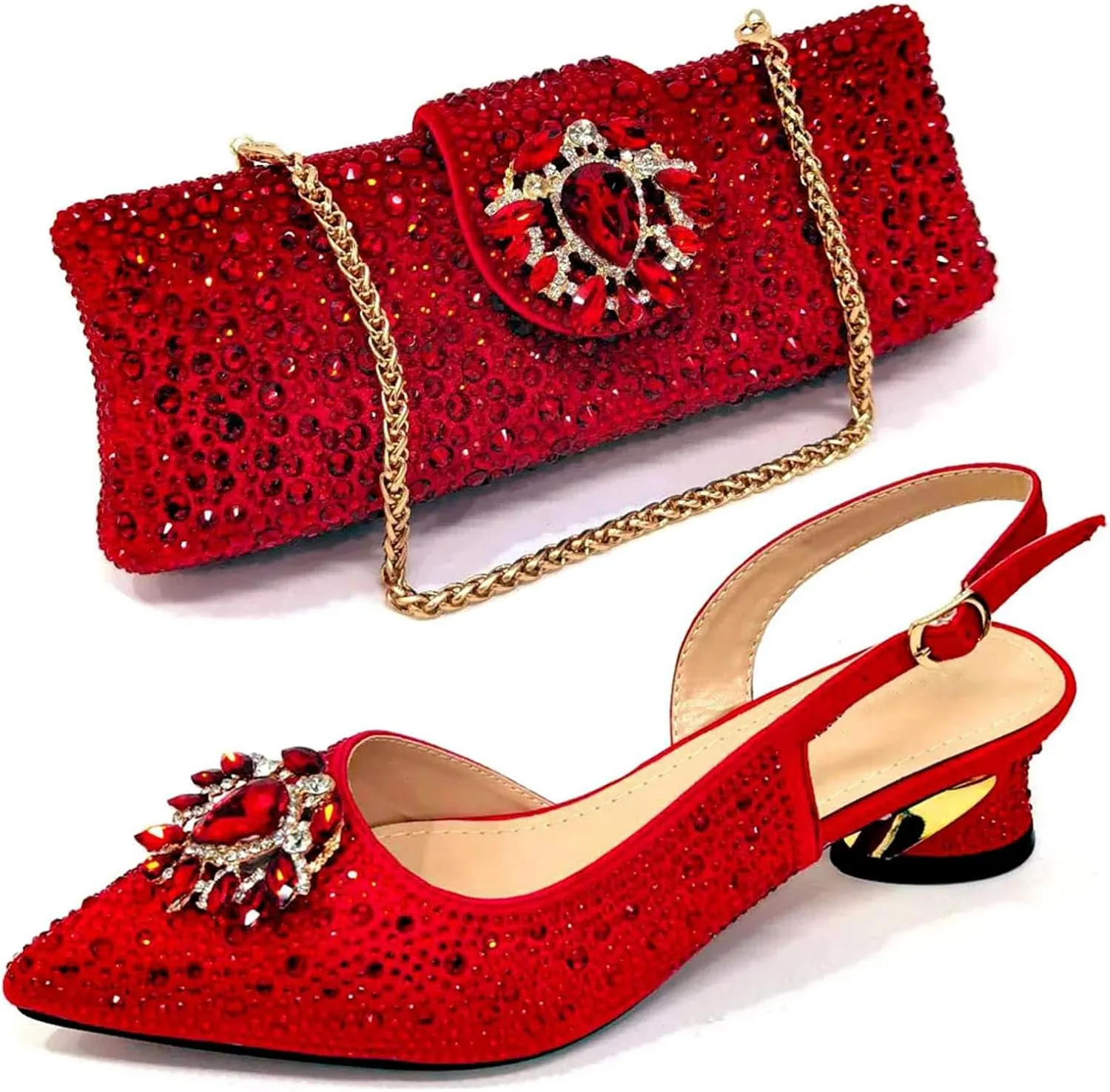 Womens African Themed Wedding Shoes and Matching Shoulder Bag Combo Pointed Toe Comfortable Heels for Bride