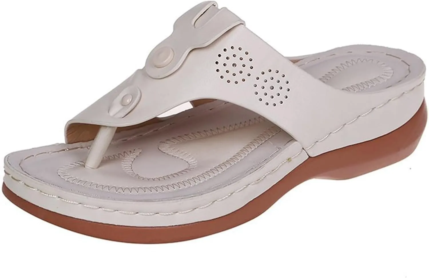 Womens Arch Support Sandals Flip Flops Orthopedic Wedge Sandals Comfortable Walking Shoes Dressy Summer Cushion Footbed Platform Slide Casual Slip On Thong Sandal