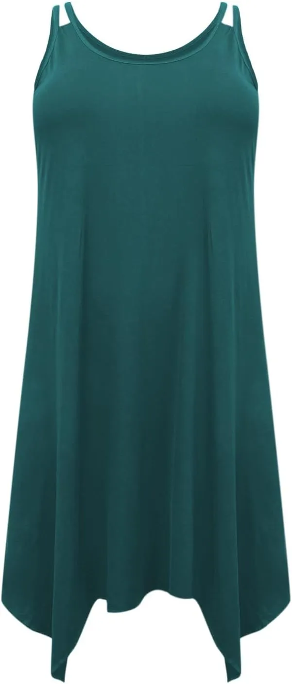 Women's Boho Flowy Midi Dress Plus Size Summer Casual Sleeveless Cami Dress Beach Vacation Swing Sundresses