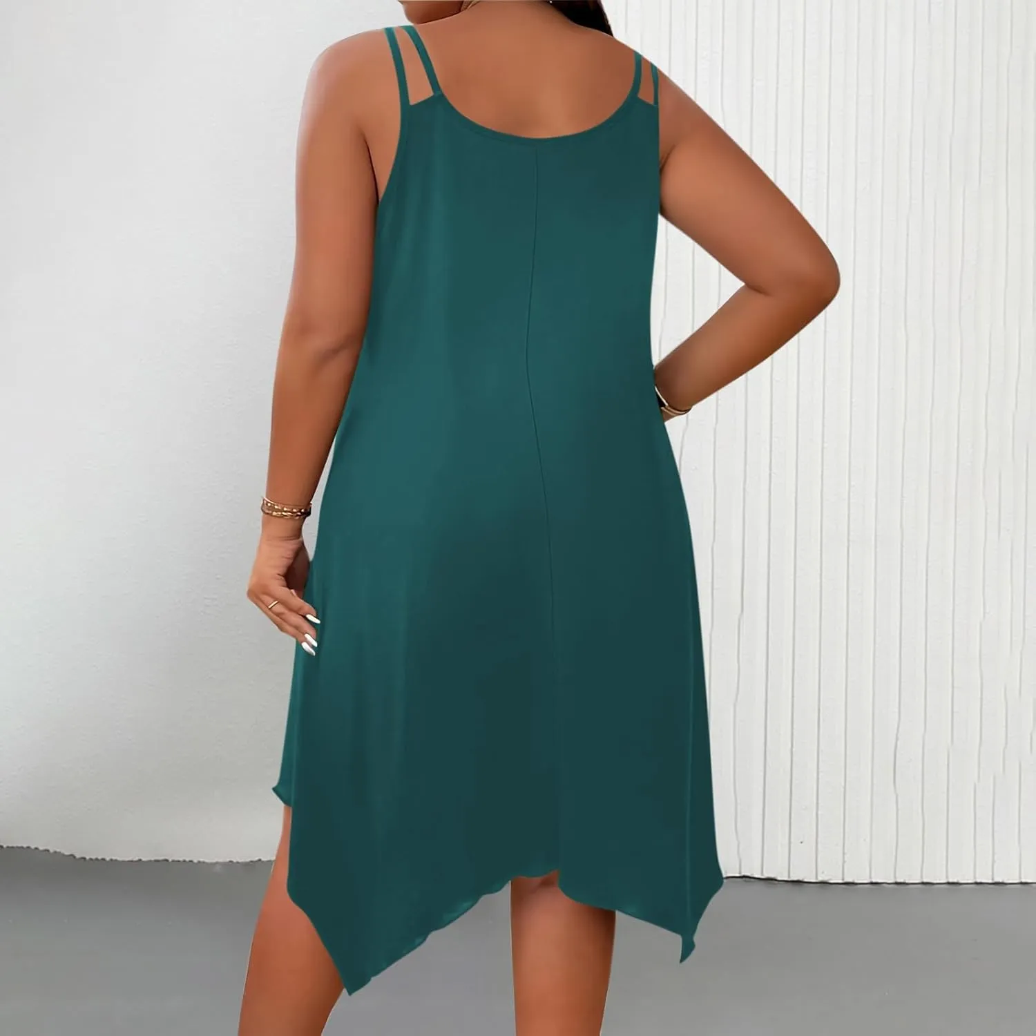 Women's Boho Flowy Midi Dress Plus Size Summer Casual Sleeveless Cami Dress Beach Vacation Swing Sundresses