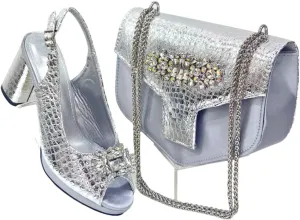 WomenS Brown Open Toe High Heels and Matching Bag Set with Rhinestone Decorations for Fashion Parties