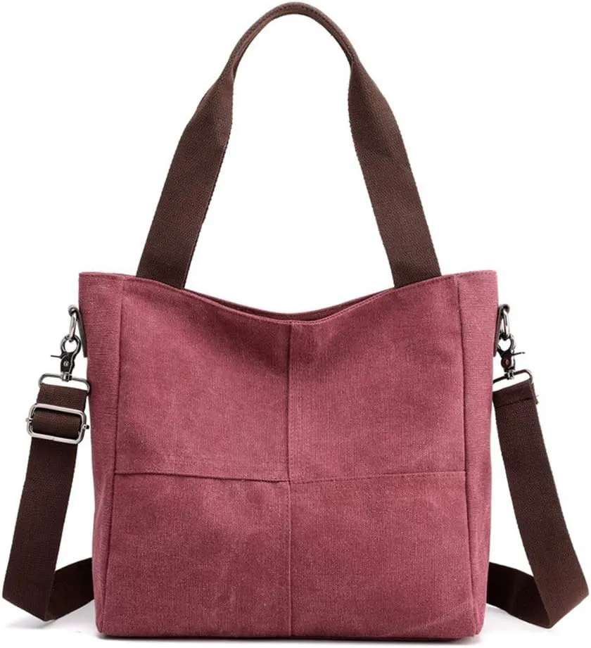 Women's Canvas Shoulder Bags Tote Purses Satchel Work Shopping Crossbody Bag (Grey)