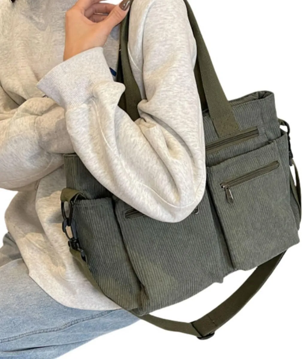 Womens Casual Corduroy Satchel Totes Handbags Large Capacity Tote Bag Purse Multiple Pockets Satchel Bag